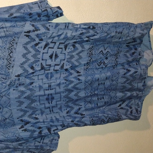 Chelsea & Theodore 100% Tencel Chambray Aztec Dress Tunic L - Picture 3 of 5